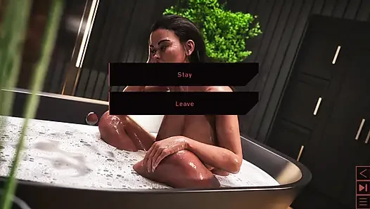 the synthetic milf washing body in bathroom