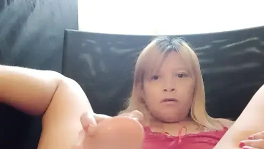 Blonde with her playing