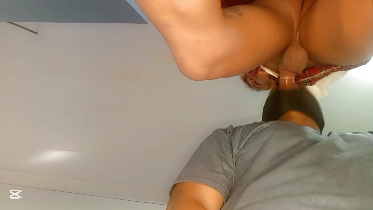 Teacher can't resist seeing the hard cock of his skinny trans student