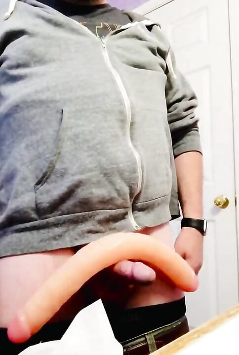 Comparing his little peanut to a big fat juicy dildo