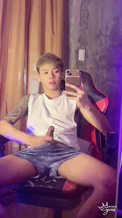 Asian Inked Boy Filming Himself as He Jerks Off | Clip 1