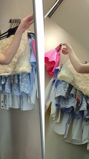Captivating moment from "Public Try-On - No Bra, No Panties, Just See-Through Clothes"