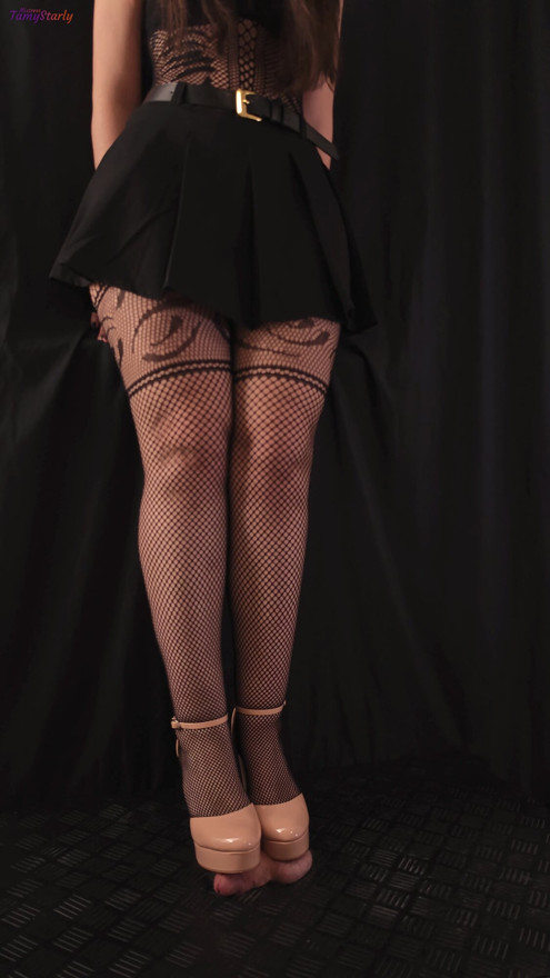 Fishnet Body Mistress Cock Trampling in Pink Heels Decollete