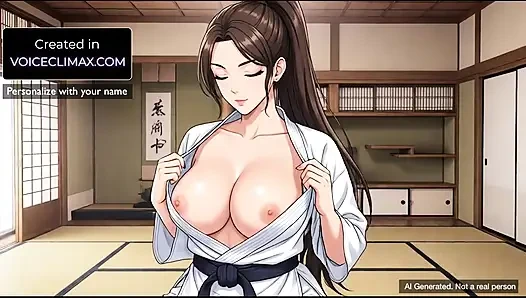 Karate öğretmeni büyük göğüslerini teşhir ediyor ve deneme karate sınıfında boş dojoda asmr 31 seansına başlıyor - hentai f4m anime