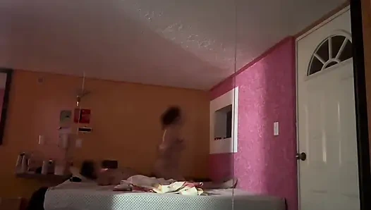 Married woman gets hot to be recorded through the mirror