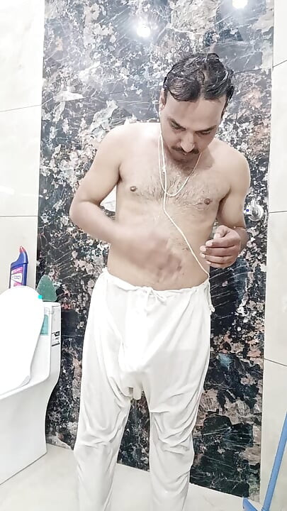 Indian desi man enjoy shower and masterbation show with neighbour
