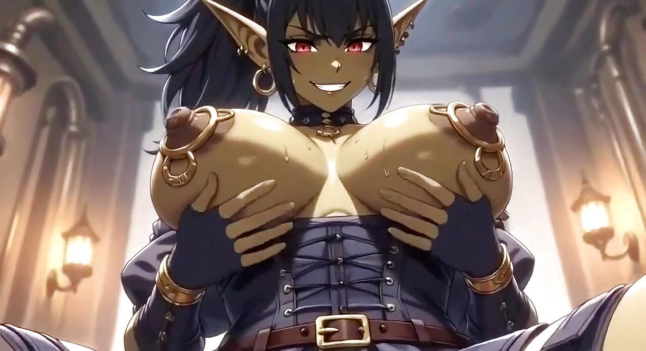 Anime mooie schattige orc-borsten, Ai-animatie
