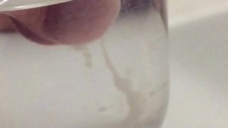 two weeks underwater cum shot in a glass of hot water