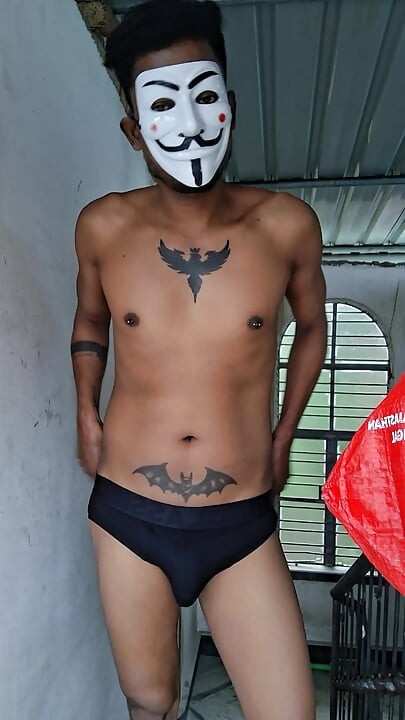 Open cock black briefs Desi solo