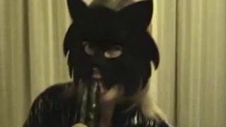 Masked wife dildo play