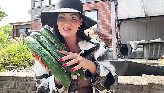 Desperate Housewife Triple Penetrates with 3 12in Cucumbers