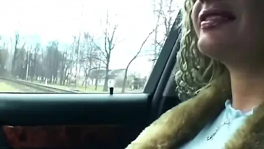 Pierced Pussy Dildo Stretch Squirting in The Car