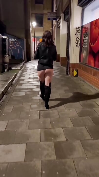Public flashing street walking