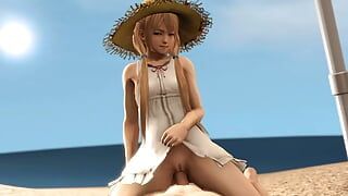 Marie Rose cavalgando pau grande na praia