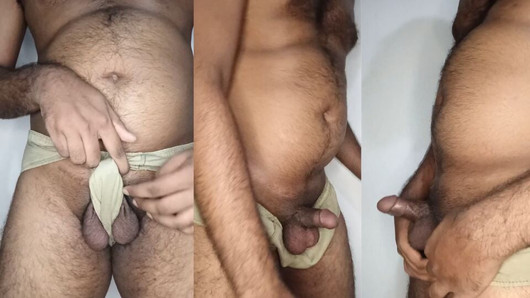 Big balls daddy bear remove his Sarong