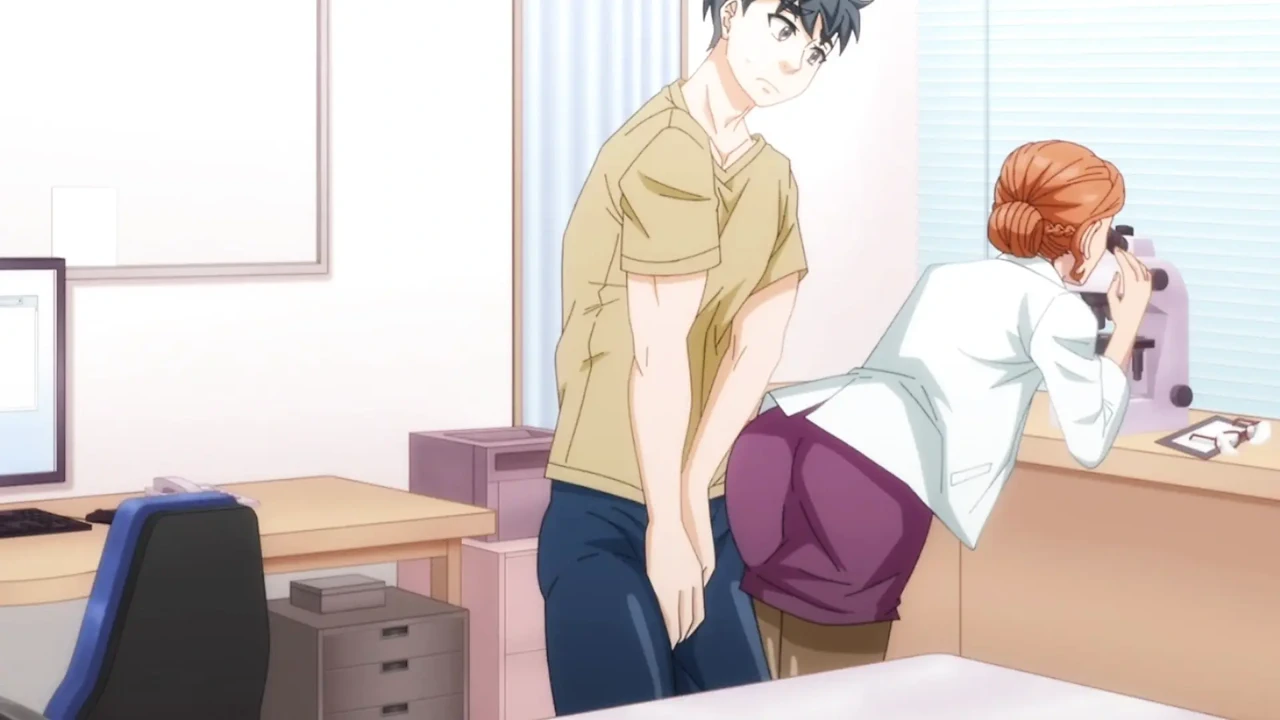 女医生在检查桌上被她的男孩无情地操