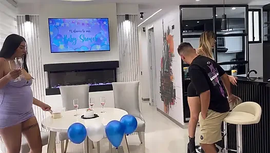I Cuckold My Pregnant Wife with My Stepsister-in-law at Our Party and She Ends up Joining a Very Hot Threesome