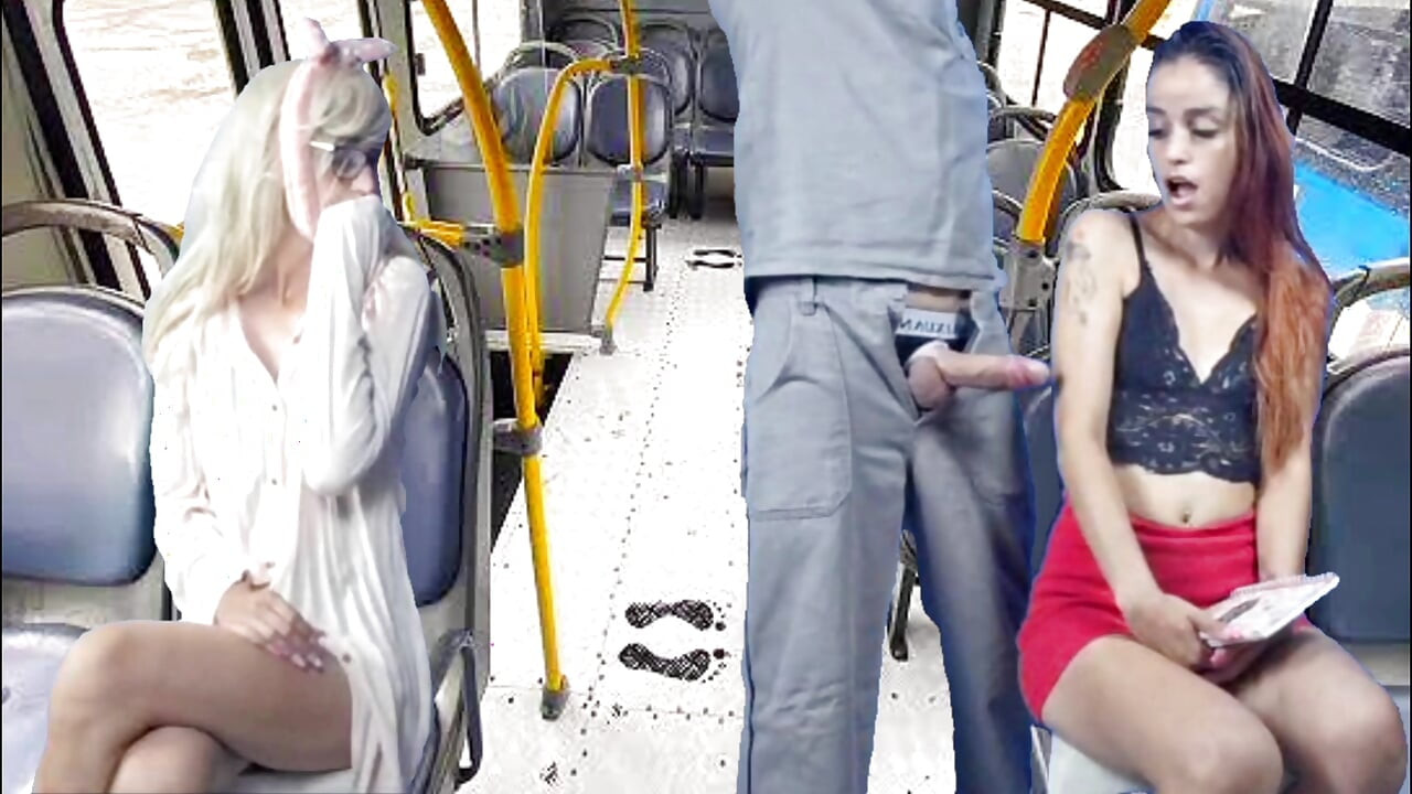 Arbeiterin holt schwanz raus und schiebt frauen im bus
