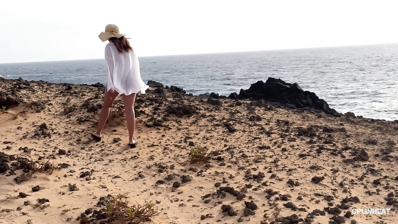 My Big Thai Tits Tremble in the Salty Wind, Hard Nipples Exposed at the Naked Beach