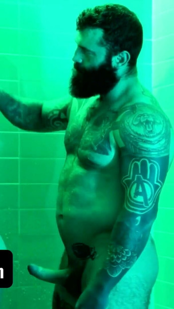 Epic moment from "DadCreep - Muscular Bear Stepdad Bangs His Hot Stepson In The Shower - Alex Montenegro, Markus Kage"