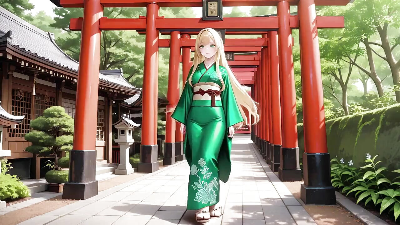 Lazy Japanese Corridor Morning, She Breathes Heavy Touching Her Chest with a Hazy Gaze Waiting for Your Touch
