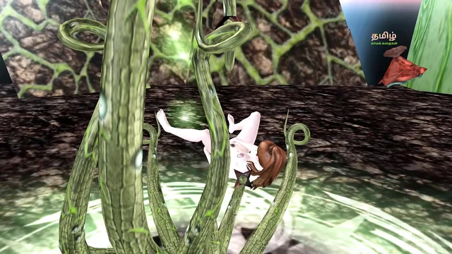 A cute Girl laying on the floor and rubbing and fingering her pussy 3D cartoon animation