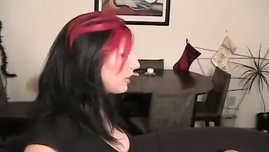 Kinky redhead smiles while she sits on hunk's hard cock