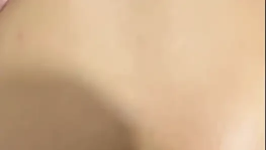 Massive cum explosion on her shiny oiled ass