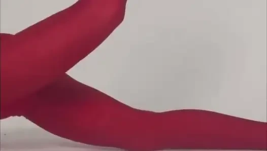 yoga in red tight leggings