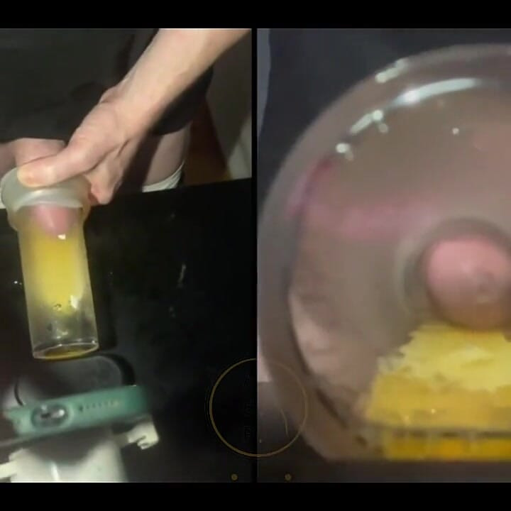 Pissing in a Fleshlight Helped by a Friend POV