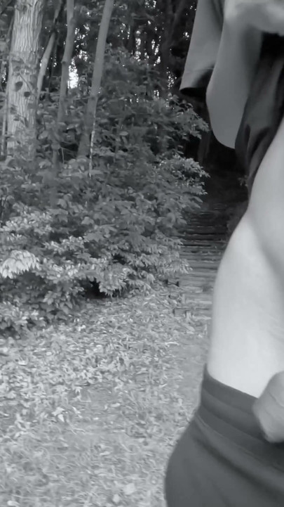 A young boy with a small foreskin exposes himself in the woods | Clip 1