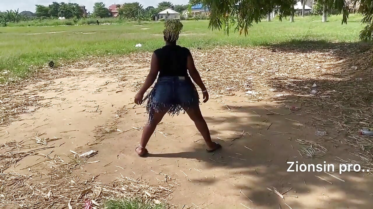 African Ebony Sexy Black Girl Dances in Public with Laughter