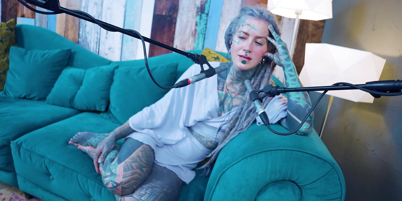 I talk about O - Overcome - ASMR podcast SFW talking goth skinny girl dreadlocks tattoo model inked girl