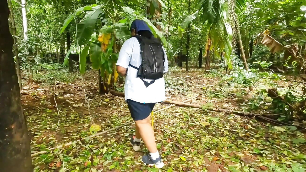 Casual Nude Walking, Chubby Girl Walking Completely Naked in the Jungle