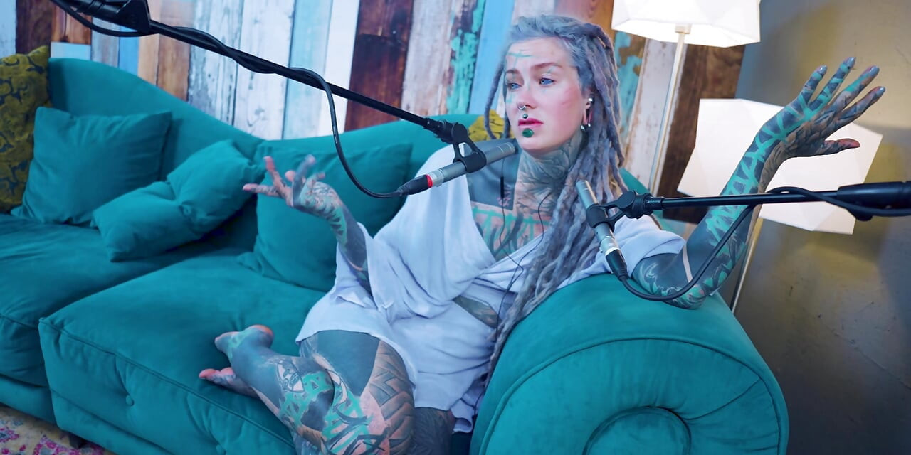 I talk about G - Grattitude- ASMR podcast SFW talking goth skinny girl dreadlocks tattoo model inked girl