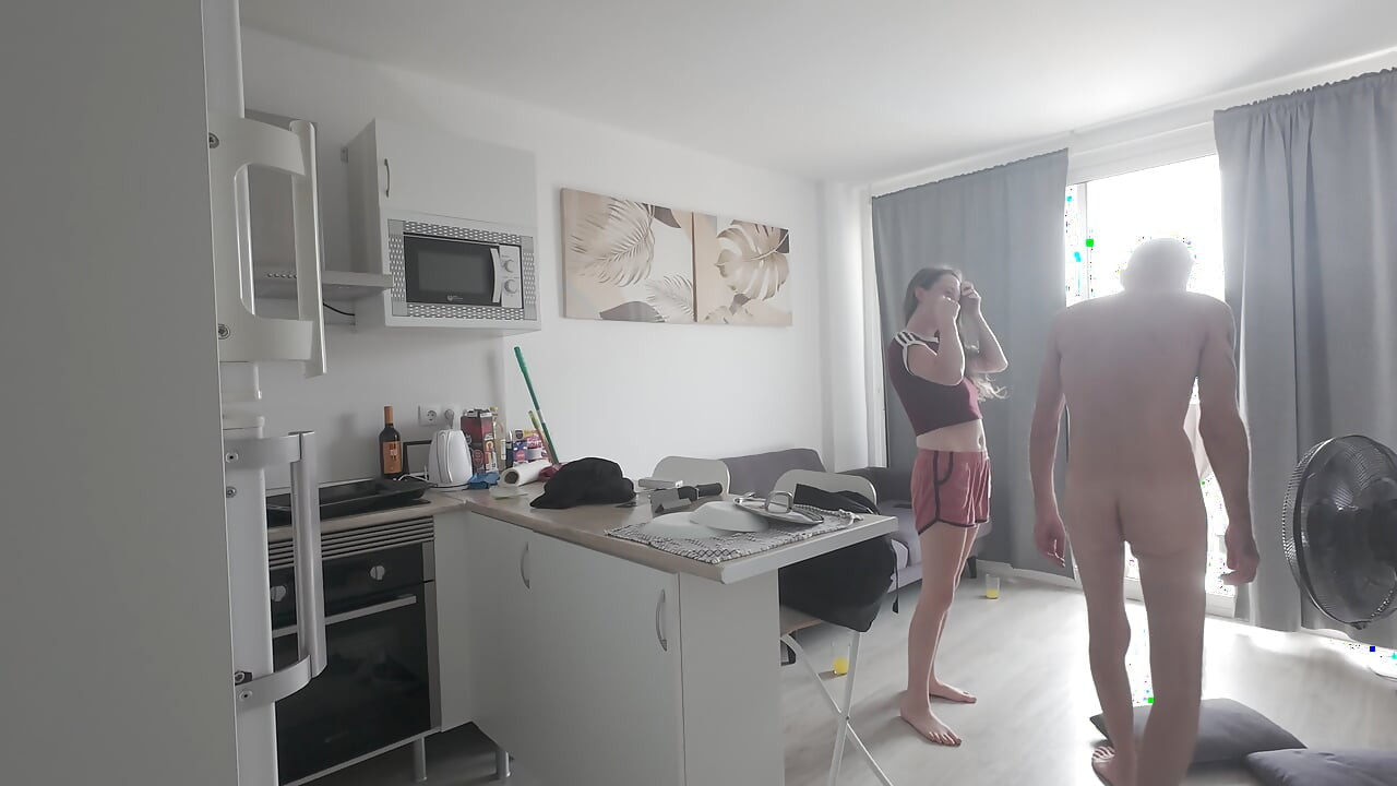 Risky - Sucking My Step Daddy's Big Cock Beside The Open Window And Receiving A Fuck And Facial In The Bathroom
