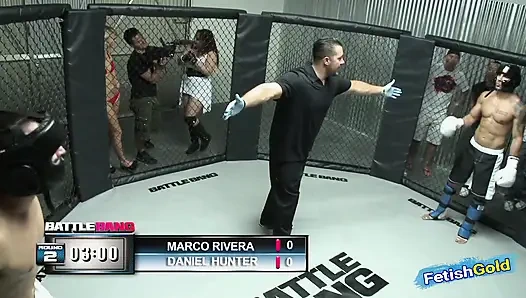 Kaslı adam ceza olarak kavga ediyor ve tombul esmerle seks yapıyor