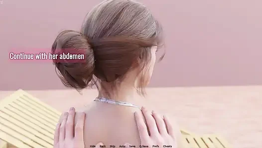 Stiefmutter, die sonnenschutzmittel auf alex körper im pool aufträgt