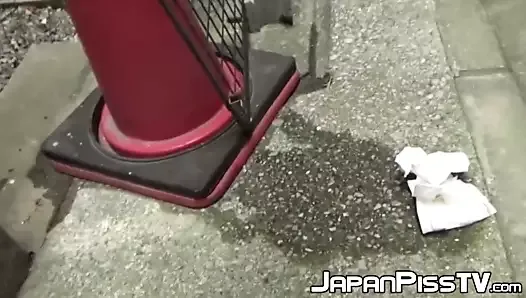 Japanese babes had to pee so bad that they did it in public