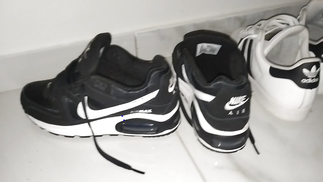 Sex with my wife's sneakers, Adidas Superstar and Nike Air Max Command, cumming inside