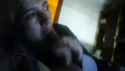 blonde wife sucks cock tenderly and catch a surprise cum in mouth