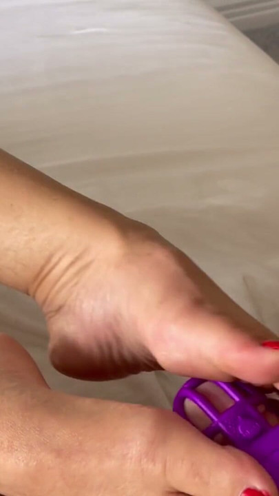 Teasing my cuckold in his cock cage with no release | Clip 1