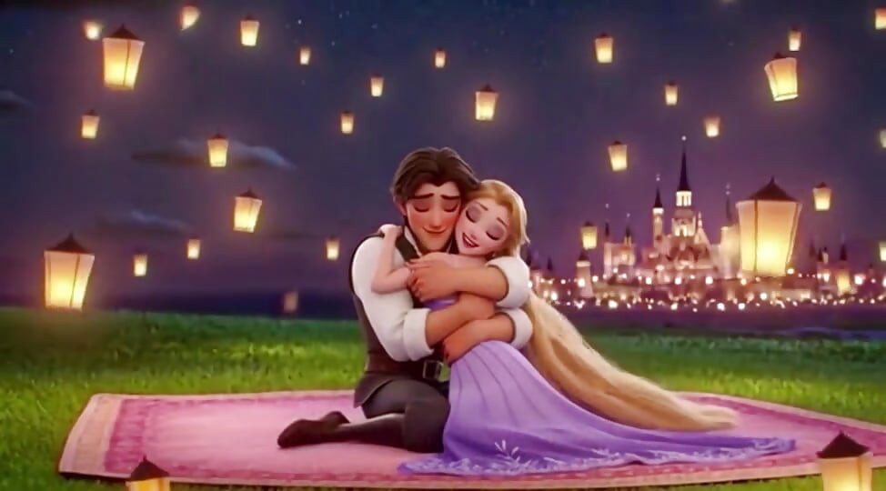 RAPUNZEL & FLYNN RIDER LANTERN TOWER PASSION - Romantic 3D Anime