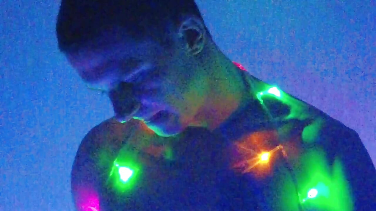 Jerking off in Christmas Lights