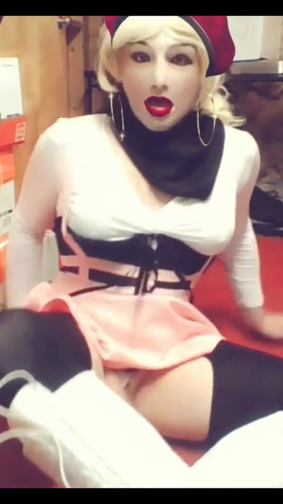 CDNicki White boots pink skirt teases and cums at work | Clip 1