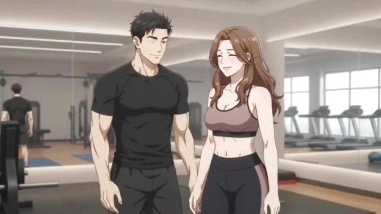 Gym trainer Seduce her client during exercise in gym