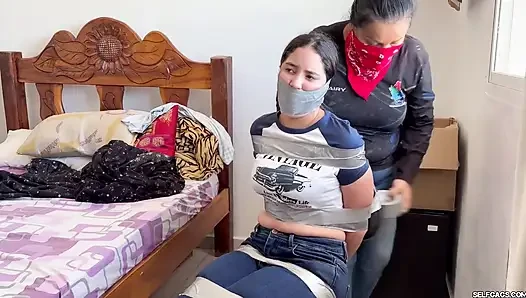 Fantasizing 18-year-old Taped & Gagged by Masked MILF
