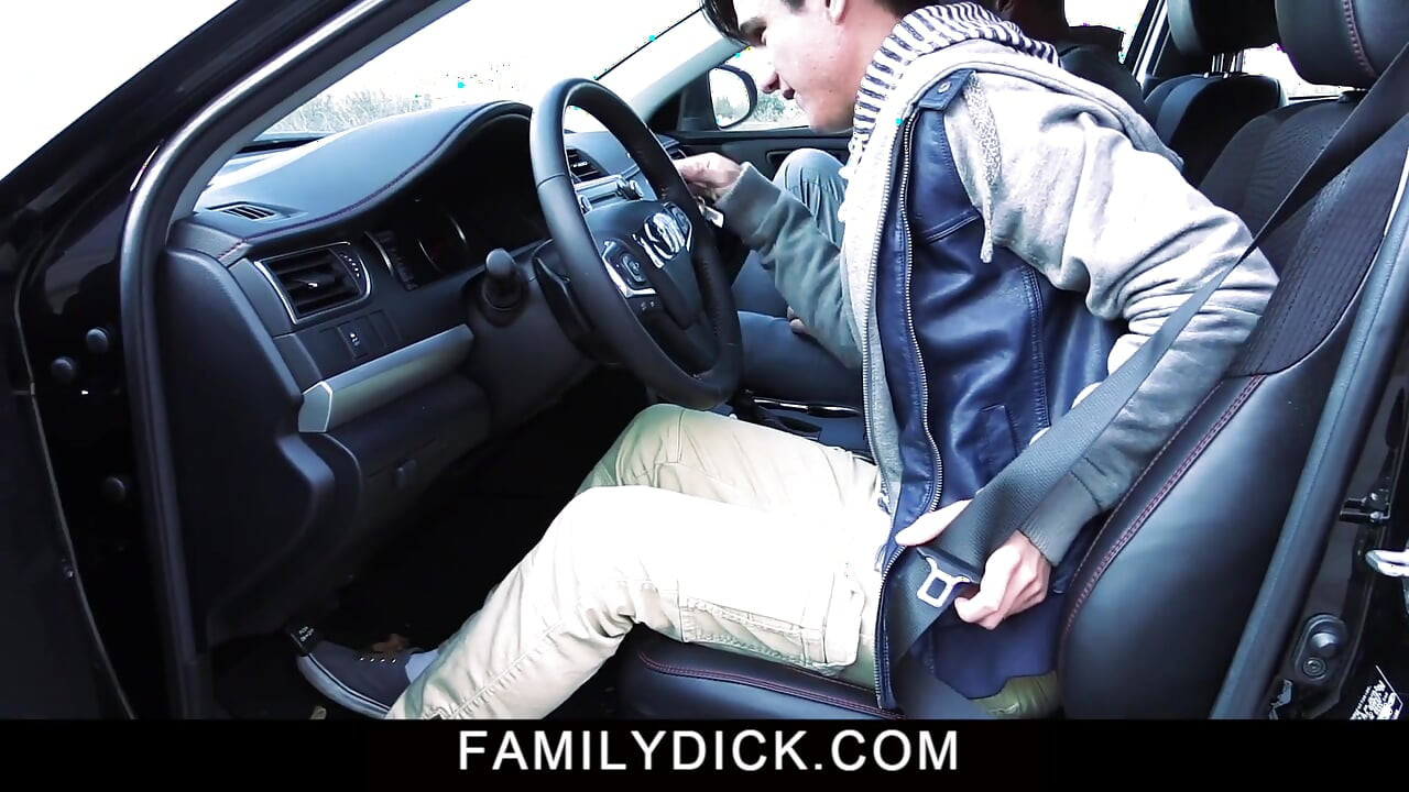 Stepdad calming stepson by sucking and fucking him
