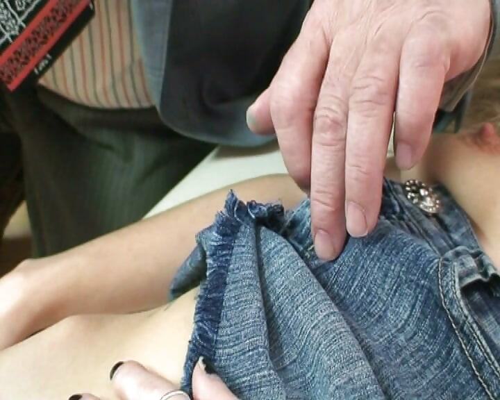 Young blonde in colorful socks has her first sexual experience with a horny grandpa