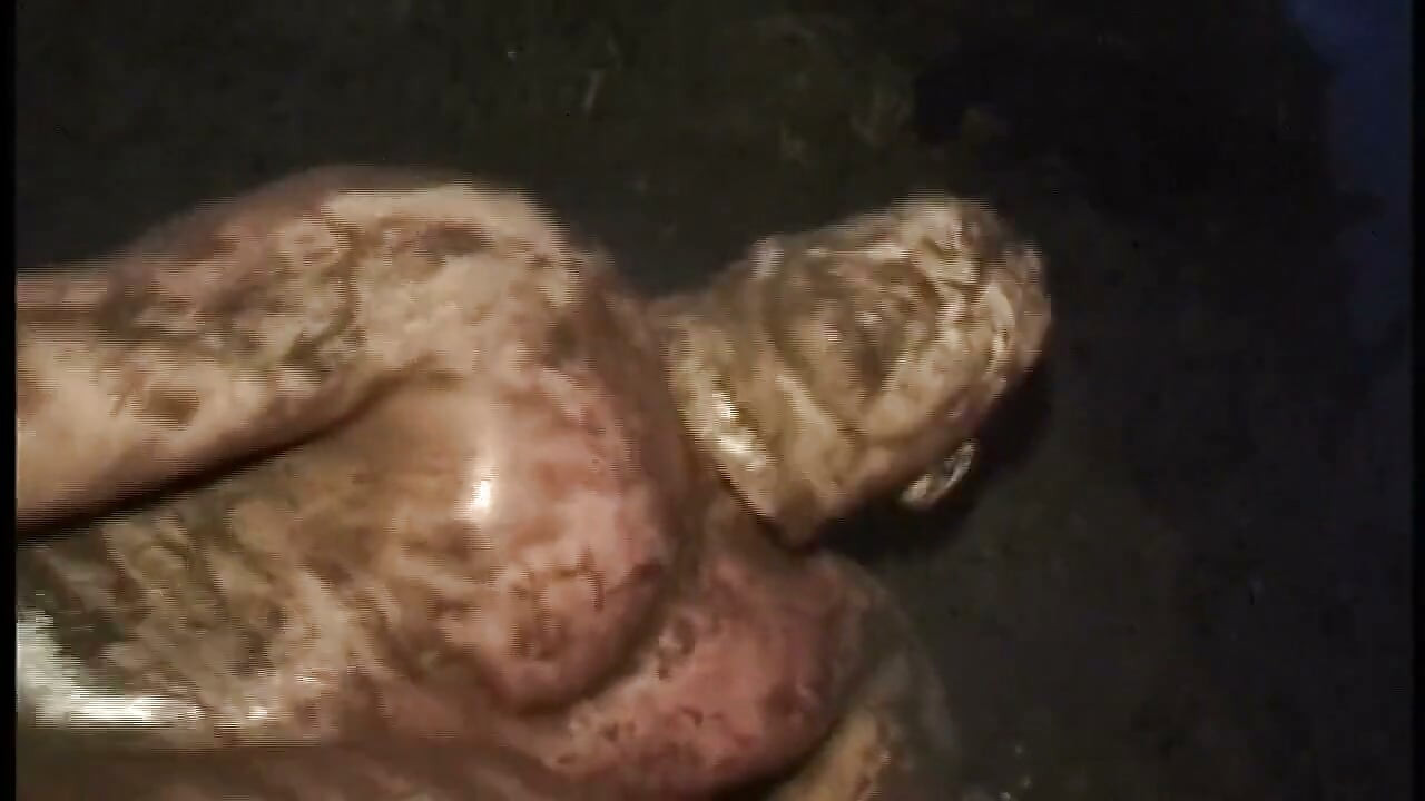 두 구멍에서 두꺼운 자지를 따먹는 진흙 투성이 밀프